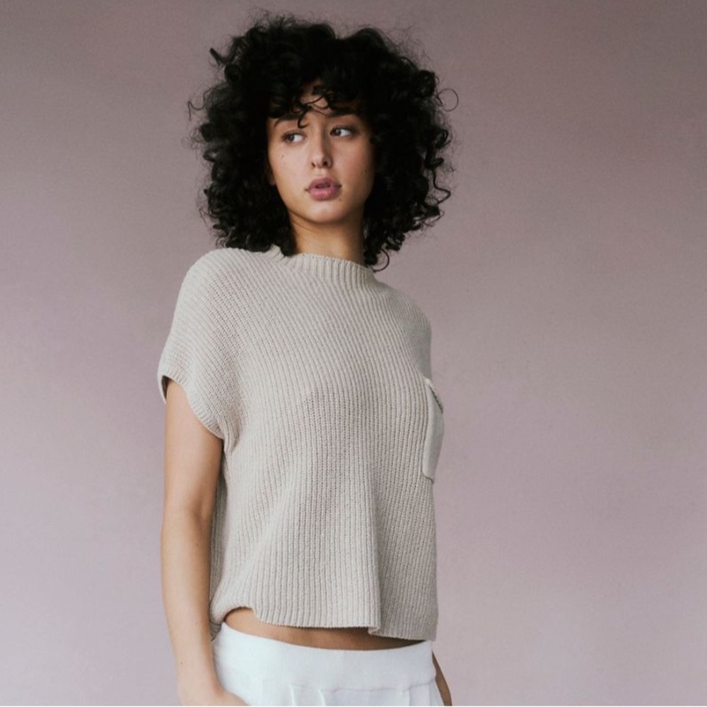 Free People Beach Freya knit sweater top cropped boho sleeveless tank size S